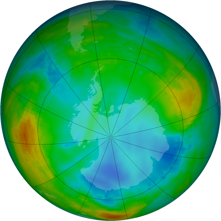 Antarctic ozone map for 17 July 1990